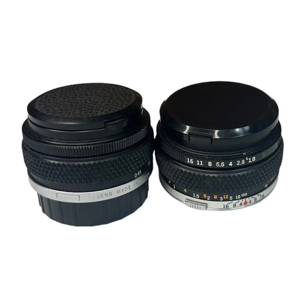 Vtg Olympus OM-System F Zuiko 765601 Lot of 2 Lenses and Storage Case Japan‎